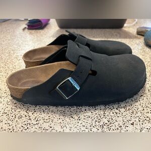 Birkenstocks Black Slip-On Clogs with Buckle